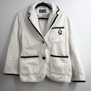 Pook Beach Blazer terry cloth jacket Small white Bigfoot Sasquatch logo patch